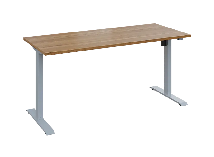 Flexi 27-16 výškově nastavitelný stůl, kovová podnož stříbrná, deska 25 mm, široký 1600 mm, ořech světlý